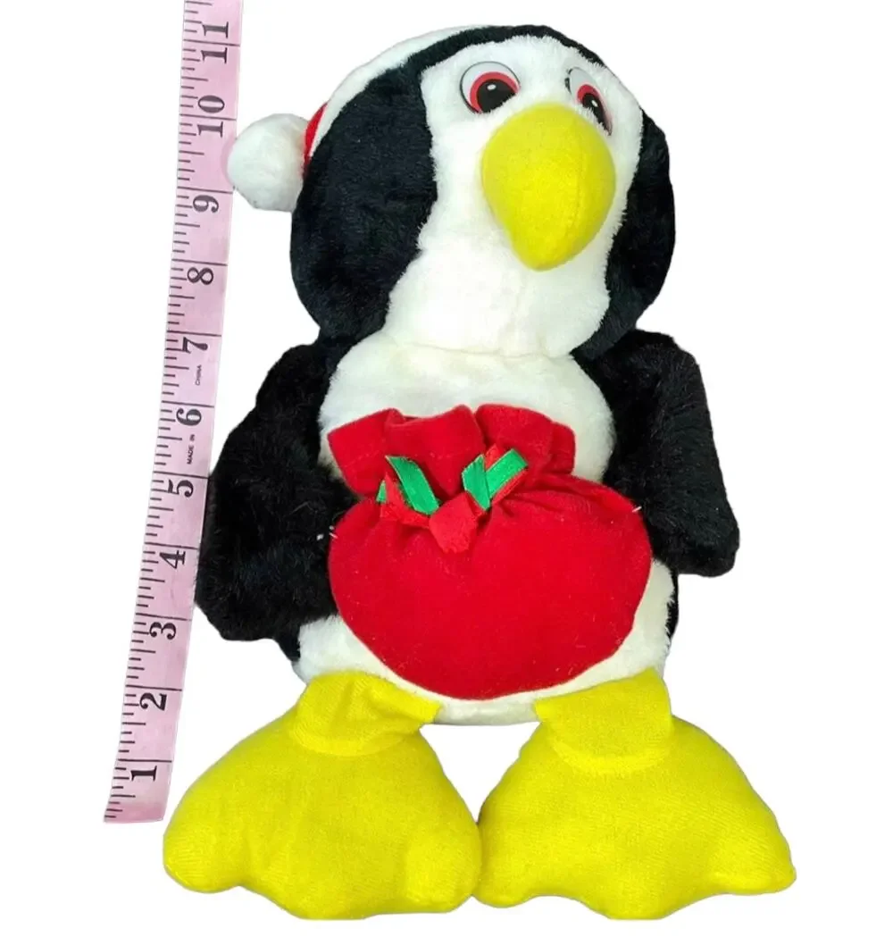 Christmas Penguin Plush Santa Hat Gift Bag Vintage Y2K Stuffed Animal 8